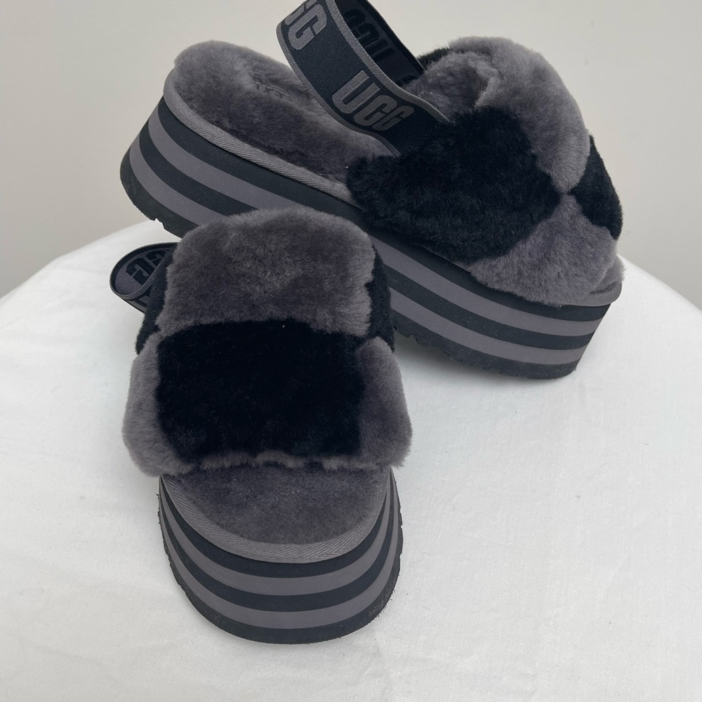 UGG Disco Platform Slide - Black/Dark Grey Gently Used